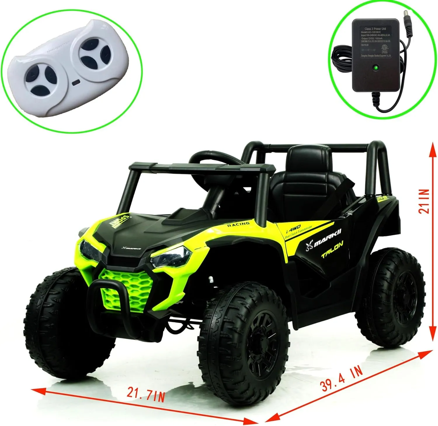 12V Ride On UTV Toy Electric Car with Remote Control for 3-6 Year Old Boys/Girls - Kids Electric UTV Car(Green)