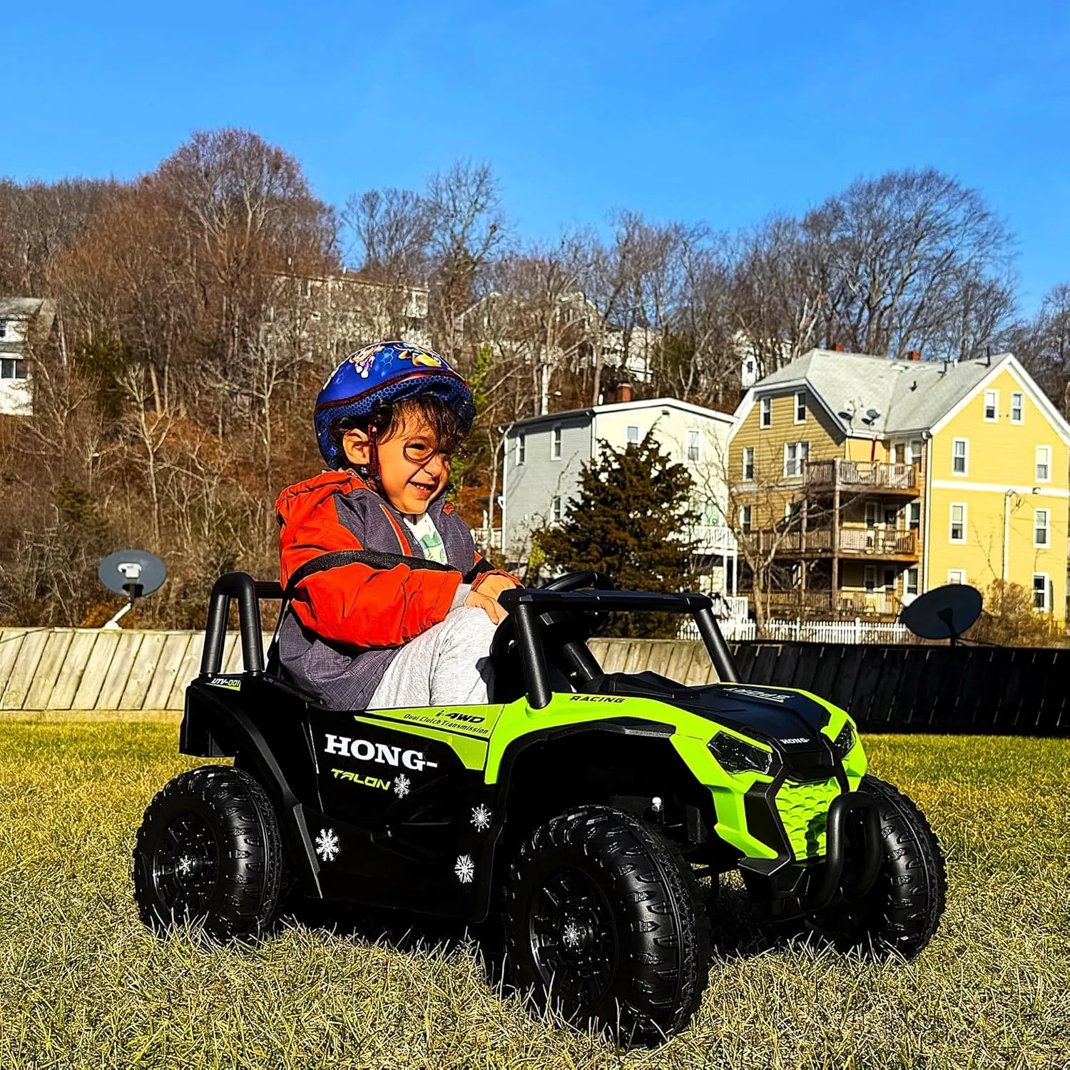 12V Ride On UTV Toy Electric Car with Remote Control for 3-6 Year Old Boys/Girls - Kids Electric UTV Car(Green)