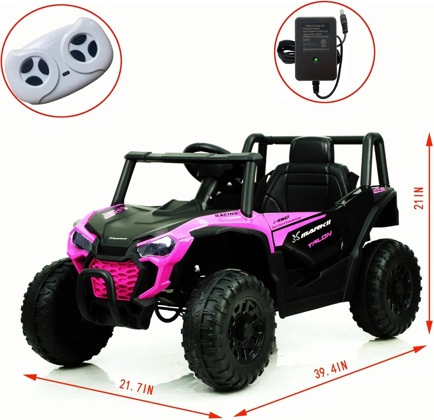 12V Ride On UTV Toy Electric Car with Remote Control for 3-6 Year Old Boys/Girls - Kids Electric UTV Car(Pink)