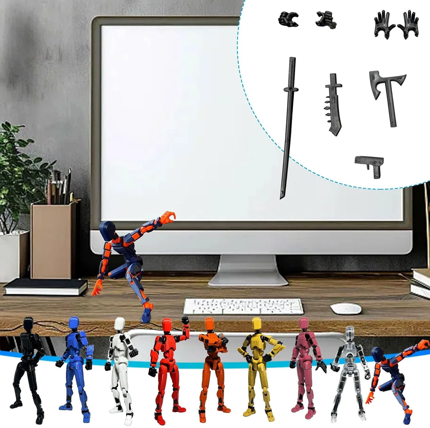 13 Action Figure, T13 Action Figure 3D Printed Multi-Jointed Movable, Lucky 13 Action Figure, 13 Action Figure Dummy 13 Action Figure, Hand Painted Figure, Desktop Decorations Game Gifts (3PCS B)
