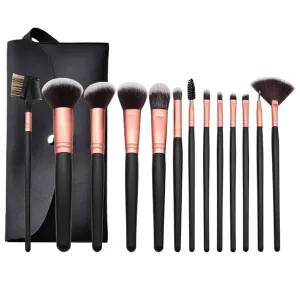 13 pieces of black makeup brush set, full set of powder eye shadow beauty tools