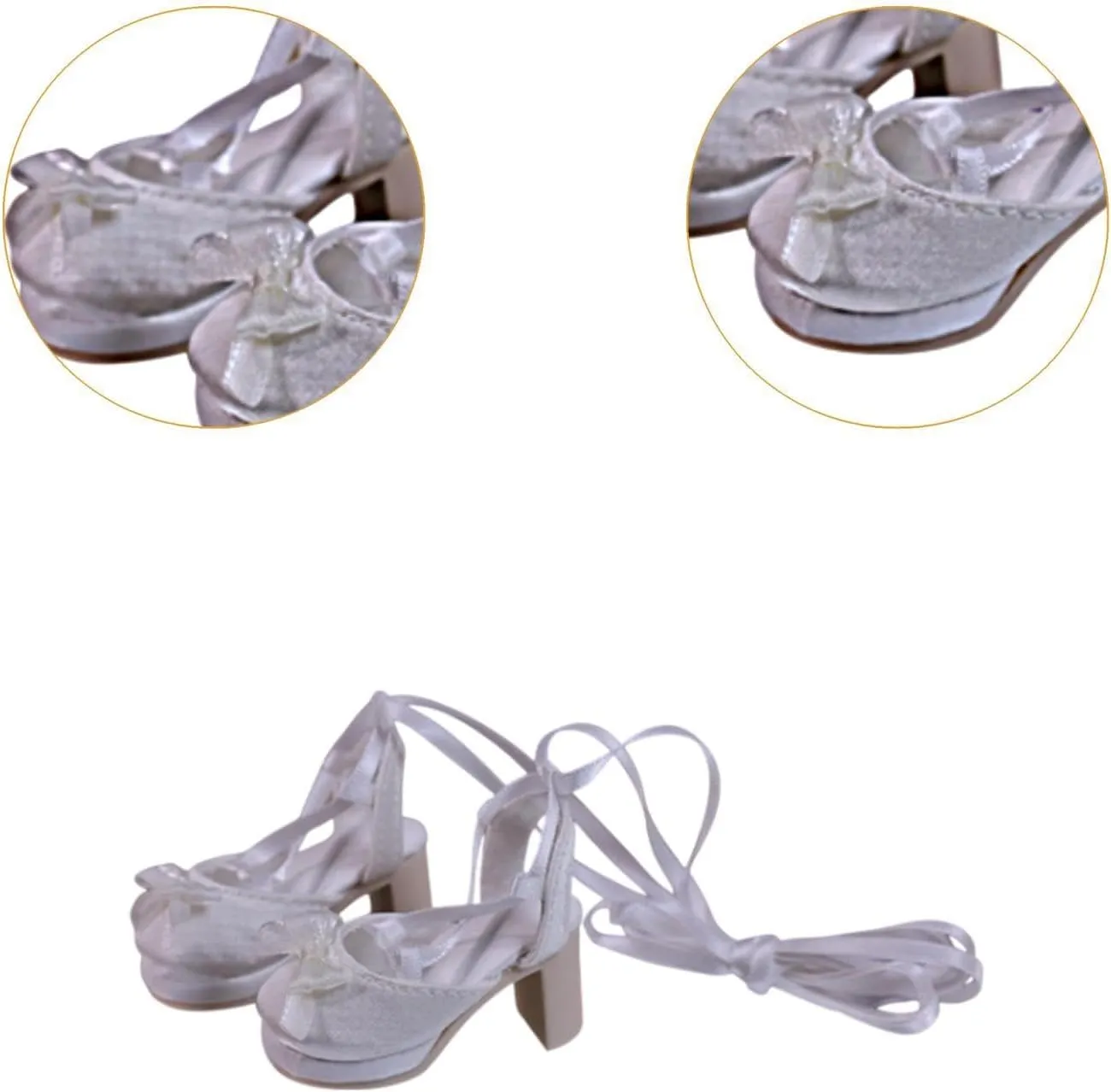 1/4 BJD Figure Shoes with Bow Realistic Sturdy BJD Doll Accessories,Fashion,Creative,Doll Dress Up Miniature High Heel Shoes, White