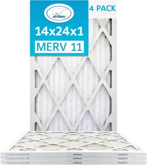 14x24x1 Air Filter MERV 11 (4-Pack) TRION Air Bear Pleated HVAC Air Filter Replacement (Actual Size: 13.50 x 23.50 x 0.75 Inches)