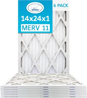 14x24x1 Air Filter MERV 11 (6-Pack) TRION Air Bear Pleated HVAC Air Filter Replacement (Actual Size: 13.50 x 23.50 x 0.75 Inches)