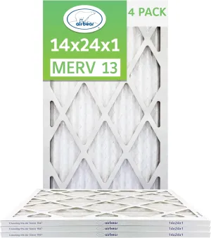 14x24x1 Air Filter MERV 13 (4-Pack) TRION Air Bear Pleated HVAC Air Filter Replacement (Actual Size: 13.50 x 23.50 x 0.75 Inches)