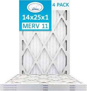 14x25x1 Air Filter MERV 11 (4-Pack) TRION Air Bear Pleated HVAC Air Filter Replacement (Actual Size: 13.50 x 24.50 x 0.75 Inches)