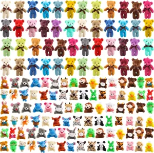 150 Pcs Mini Plush Animal Toy Set Mini Teddy Bear Stuffed Animals Small Plush Animals Bulk for Birthday Party Children's Day Gifts Classroom Reward Gift Bag Fillers