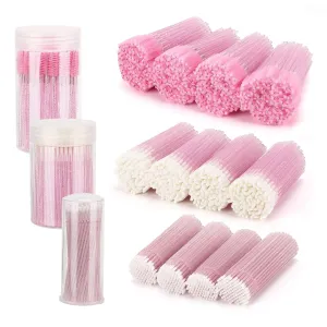 1500 PCS Eyelash Extension Supplies Kit, 500 Spoolies Mascara Wands 500 Lip Brushes 500 Micro Swabs Pink, Disposable Eyelash Brushes Makeup Applicator Tool with 3 Reusable Containers