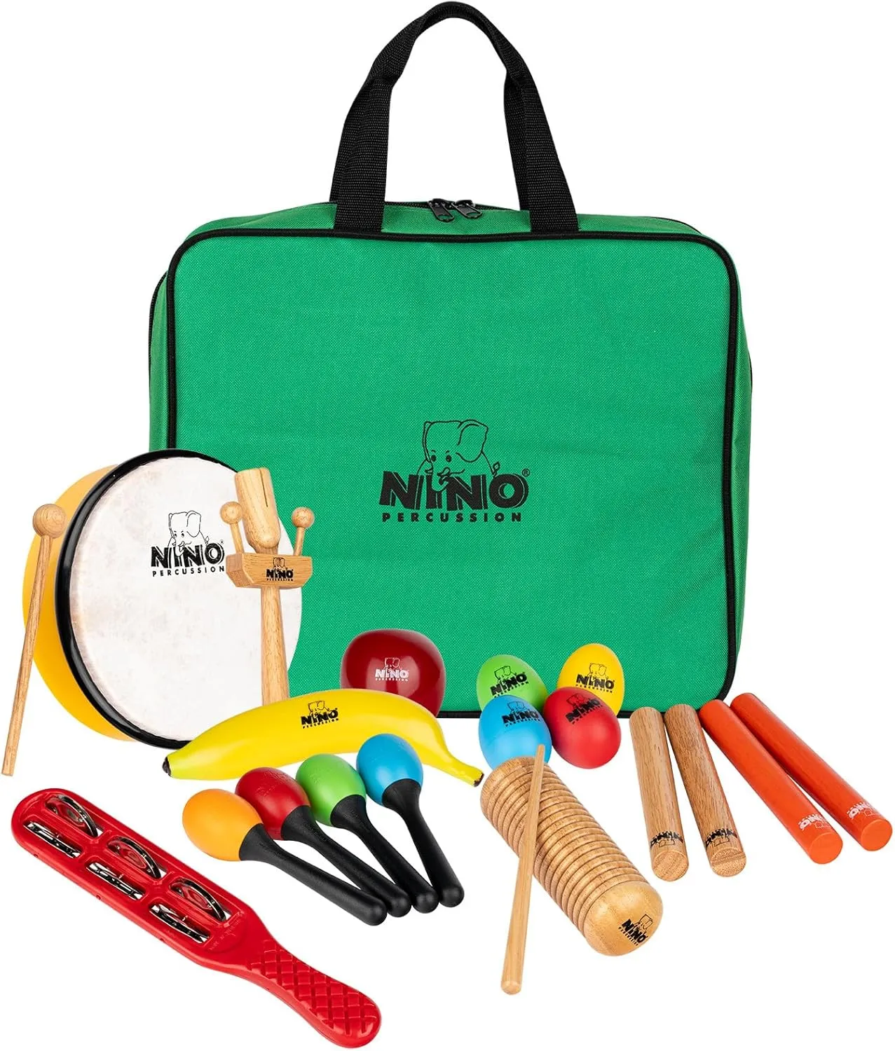 16 Piece Mixed Rhythm Set Instruments for Classroom Music, Groups — Includes Storage Bag