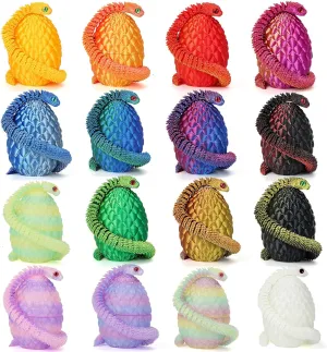 16PCS 3D Printed Snake Eggs with Snake Inside,Movable Snake Realistic Slithering Design, 3D Printed Snake Toys Set 3D Printed Snake, 3D Animals Collectibles for Adults and Kids - 11.8in
