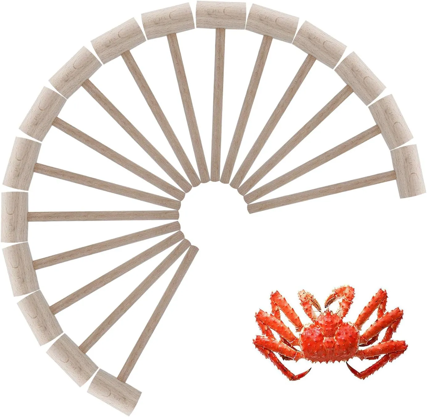 16Pcs Wooden Crab or Lobster Mallets, Nature Hardwood Hammers