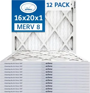 16x20x1 Air Filter MERV 8 (12-Pack) TRION Air Bear Pleated HVAC Air Filter Replacement (Actual Size: 15.50 x 19.50 x 0.75 Inches)