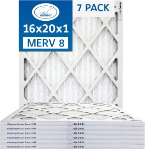 16x20x1 Air Filter MERV 8 (7-Pack) TRION Air Bear Pleated HVAC Air Filter Replacement (Actual Size: 15.50 x 19.50 x 0.75 Inches)