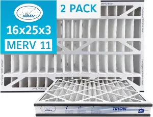 16x25x3 TRION Air Bear Cub Pleated HVAC Air Filter MERV 11 (2-Pack) (Actual Size: 15.75 x 24.75 x 3.06 Inches)
