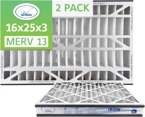 16x25x3 TRION Air Bear Cub Pleated HVAC Air Filter MERV 13 (2-Pack) (Actual Size: 15.75 x 24.75 x 3.06 Inches)