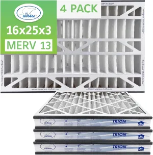 16x25x3 TRION Air Bear Cub Pleated HVAC Air Filter MERV 13 (4-Pack) (Actual Size: 15.75 x 24.75 x 3.06 Inches)