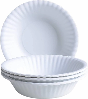 180 Degrees White, Reusable Paper Bowls, 6 Inch Melamine, Set of 4