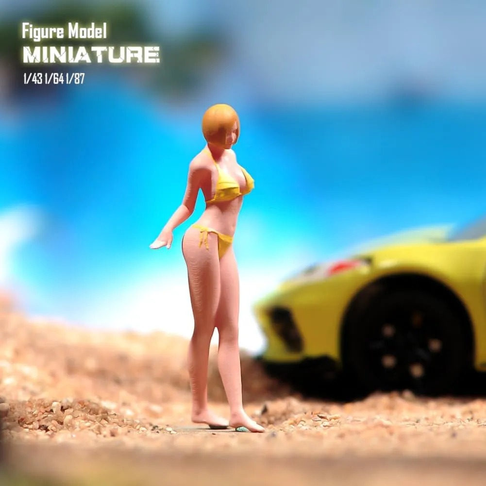 1/87 1/64 1/43 1/24 Scale Miniature Action Figure Doll Model Bikini Beauty Girl Resin Figurine Model Creative Scene Dolls Props for Car Model Toys (Painted, 1:24 Scale)