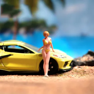 1/87 1/64 1/43 1/24 Scale Miniature Action Figure Doll Model Bikini Beauty Girl Resin Figurine Model Creative Scene Dolls Props for Car Model Toys (Painted, 1:24 Scale)