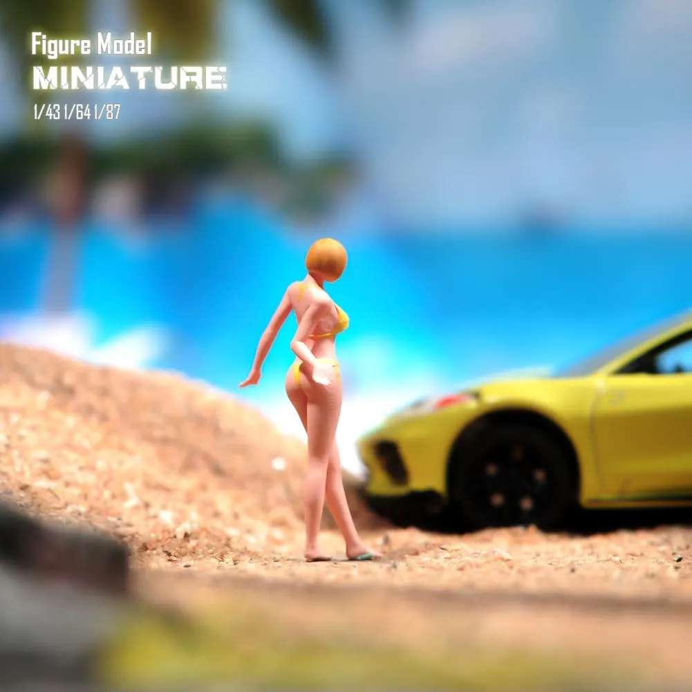 1/87 1/64 1/43 1/24 Scale Miniature Action Figure Doll Model Bikini Beauty Girl Resin Figurine Model Creative Scene Dolls Props for Car Model Toys (Painted, 1:24 Scale)
