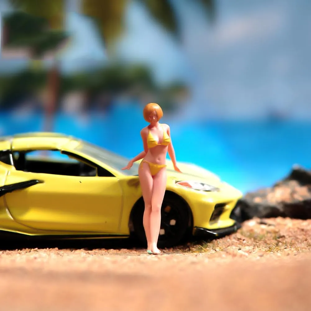 1/87 1/64 1/43 1/24 Scale Miniature Action Figure Doll Model Bikini Beauty Girl Resin Figurine Model Creative Scene Dolls Props for Car Model Toys (Painted, 1:87 Scale)