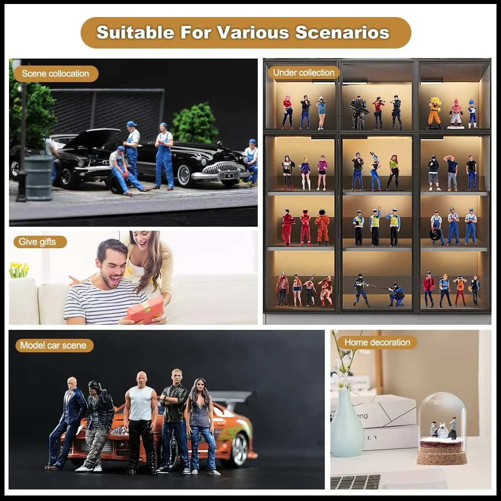 1/87 1/64 1/43 1/24 Scale Miniature Action Figure Doll Model Bikini Beauty Girl Resin Figurine Model Creative Scene Dolls Props for Car Model Toys (Painted, 1:87 Scale)