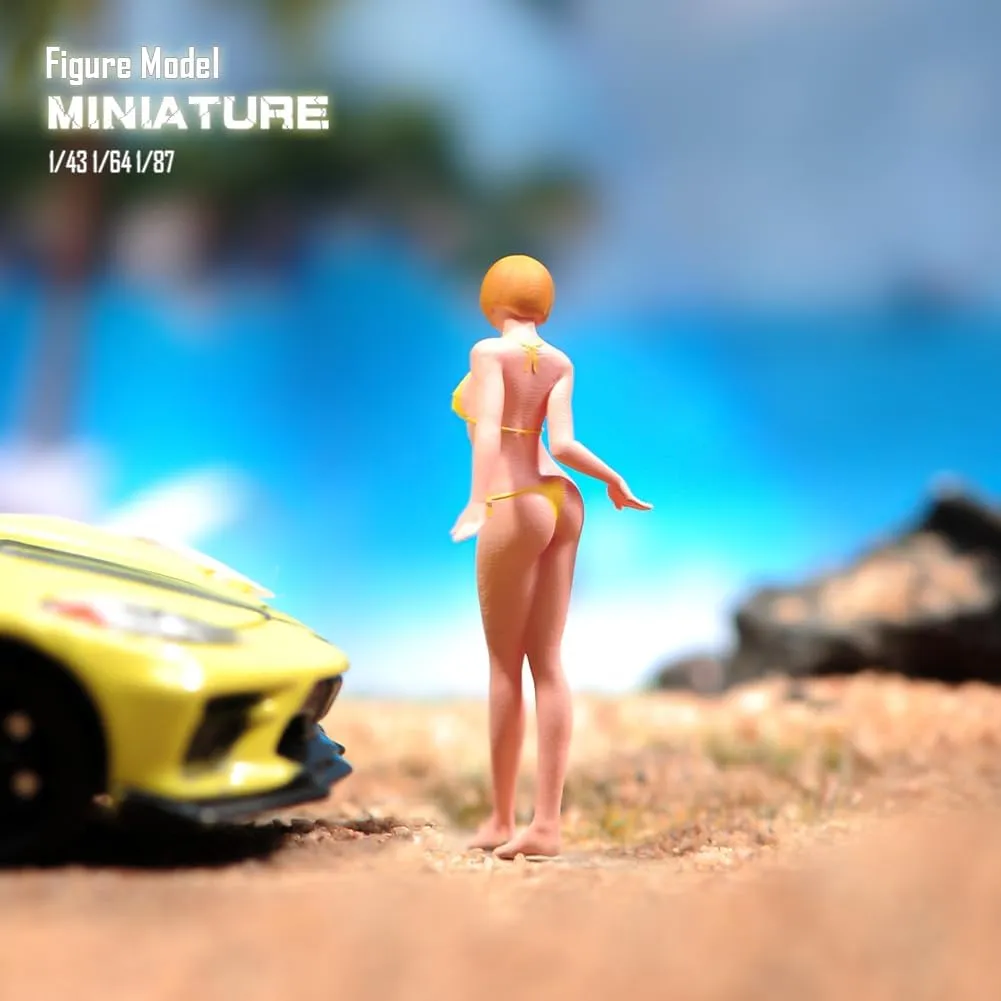 1/87 1/64 1/43 1/24 Scale Miniature Action Figure Doll Model Bikini Beauty Girl Resin Figurine Model Creative Scene Dolls Props for Car Model Toys (Painted, 1:87 Scale)