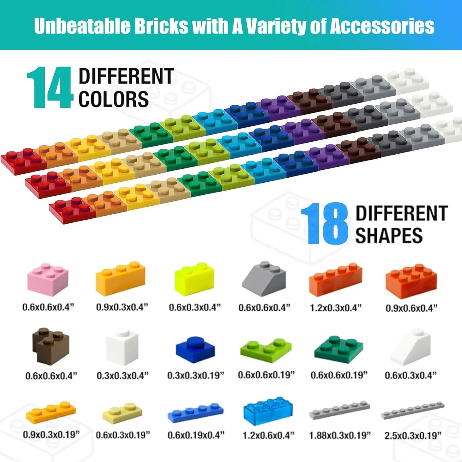 1900 Pieces Building Bricks, Building Bulks Blocks with 1 Packs 24x24 Studs Sticky Plates,400PCS Flowers and Tree/Grassland, Creative Toy Blocks Compatible with All Major Brands 14 Shape/18 Color