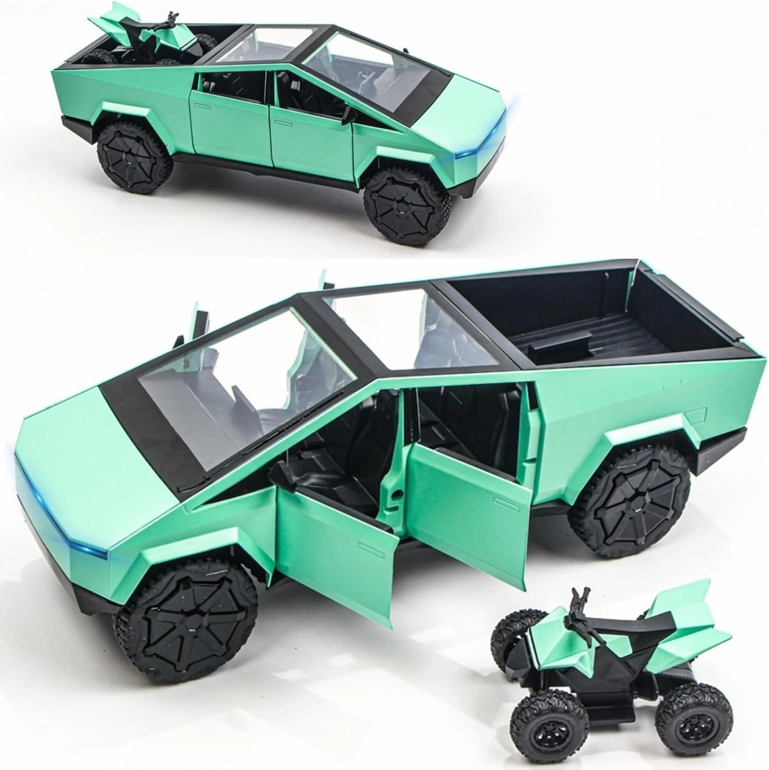 1/32 Cybertruck Toy, Cyber Truck Alloy Die-Cast Model Toy Cars - Sound, Light, Pull-Back Action, Diecast Model Car Toy Truck for Boys Adults as Birthday Gifts (Green)