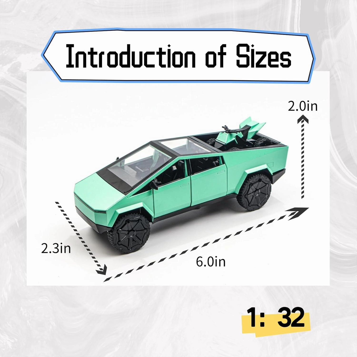 1/32 Cybertruck Toy, Cyber Truck Alloy Die-Cast Model Toy Cars - Sound, Light, Pull-Back Action, Diecast Model Car Toy Truck for Boys Adults as Birthday Gifts (Green)