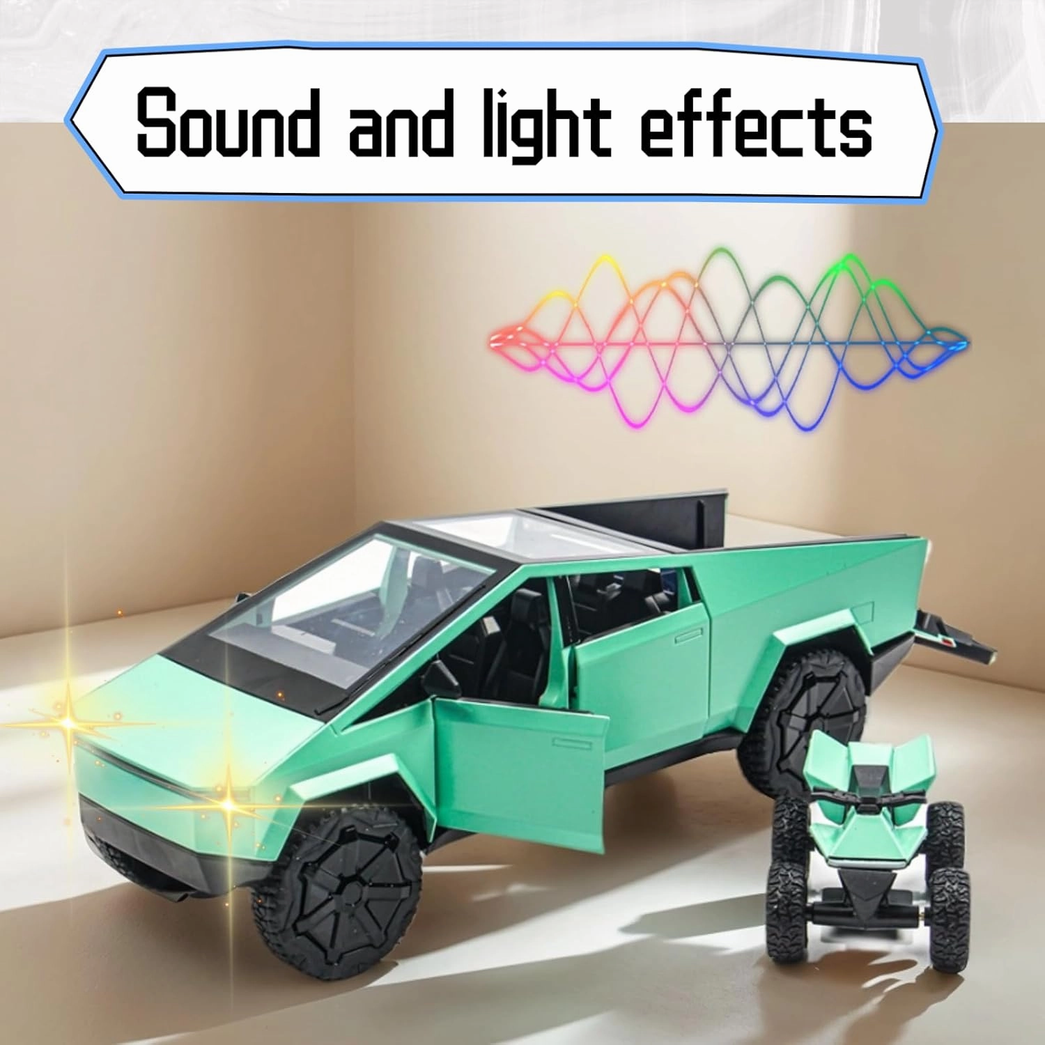 1/32 Cybertruck Toy, Cyber Truck Alloy Die-Cast Model Toy Cars - Sound, Light, Pull-Back Action, Diecast Model Car Toy Truck for Boys Adults as Birthday Gifts (Green)