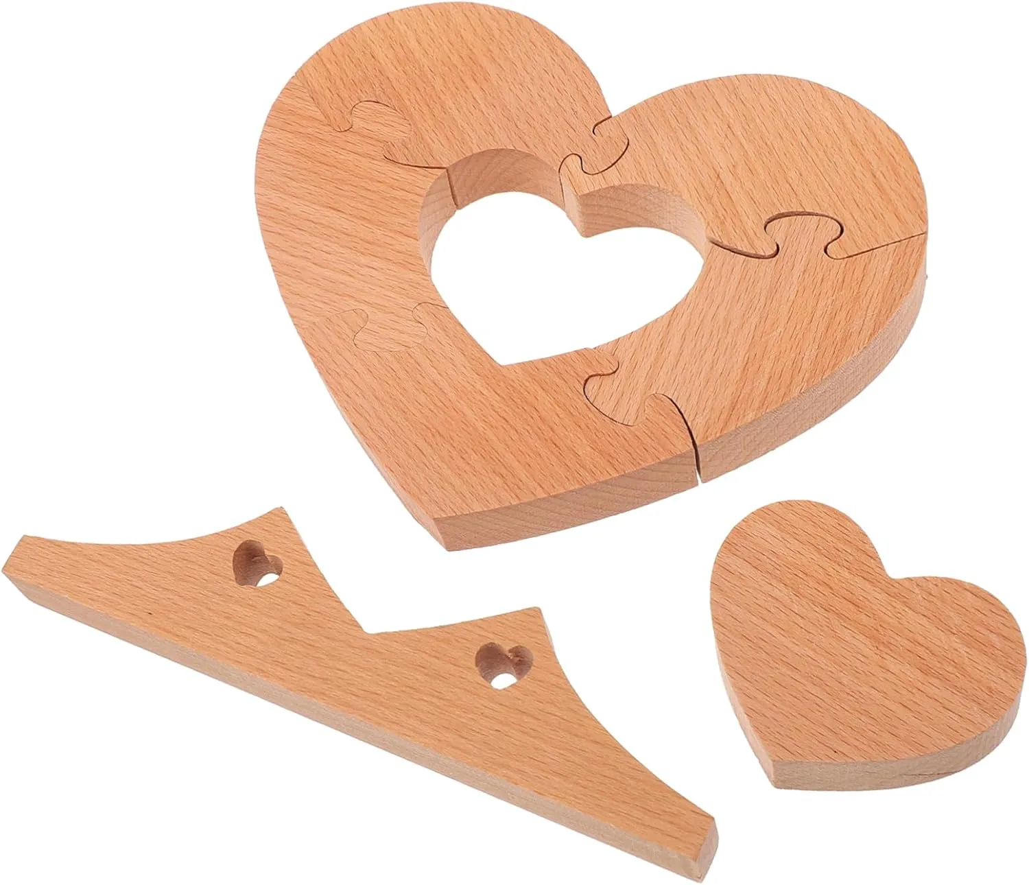 1Pc Decorative Heart Shaped Puzzle Unique Wooden Craft Ornament for Home and Office Desktop Adornment Heart Centerpiece Decor Stable Space Saving Design