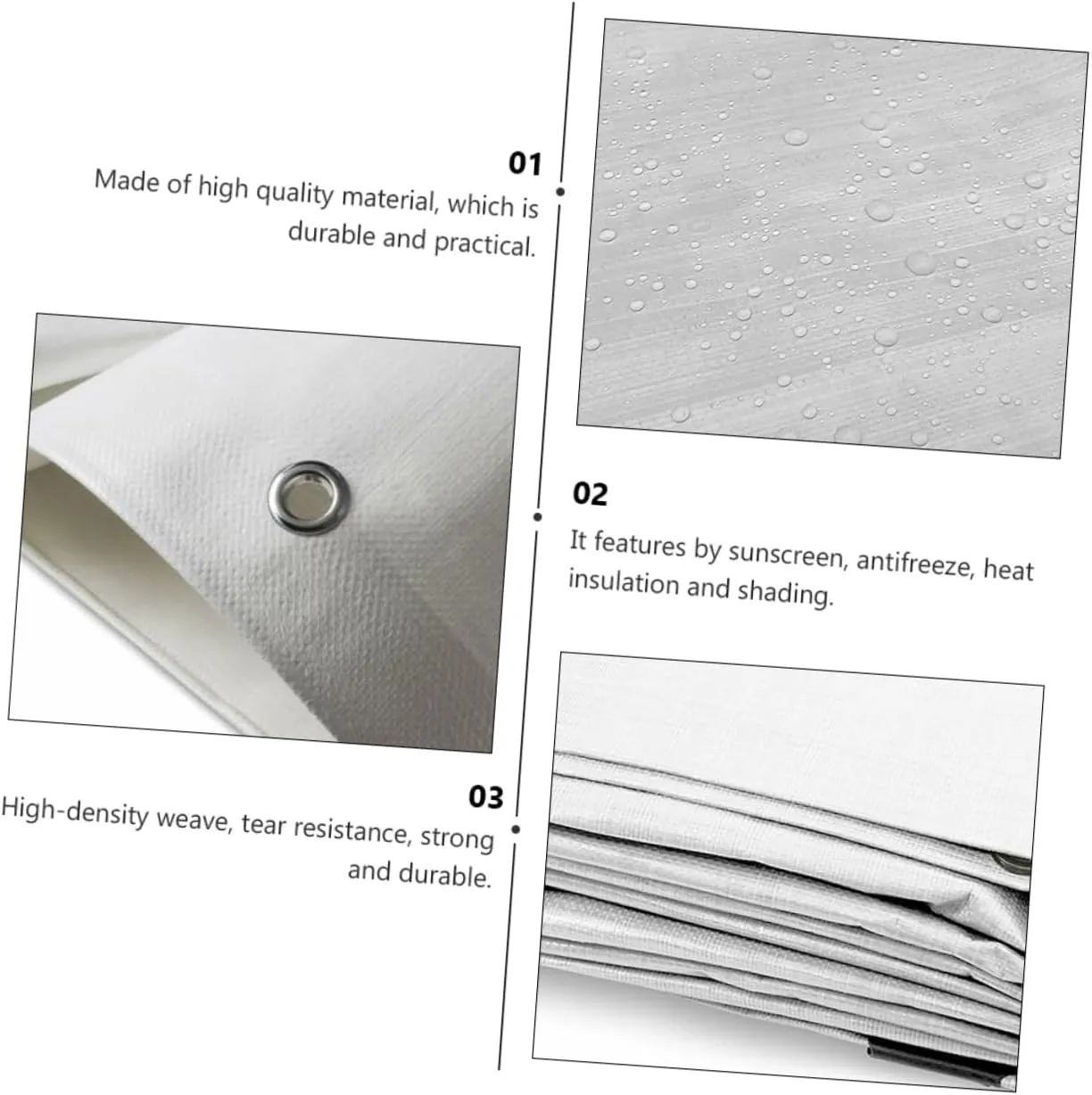 1Pc Tarpaulin Cloth Durable White Protective Cover for Car and Truck for Outdoor Use Camping Tents and More with for Secure Fixing
