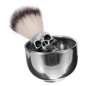 1set Men Shaving Brush Foaming Bowl Skull Brush Bathroom Beard Grooming Tool for Comfortable Shaving Lathering for Barbers Home Use