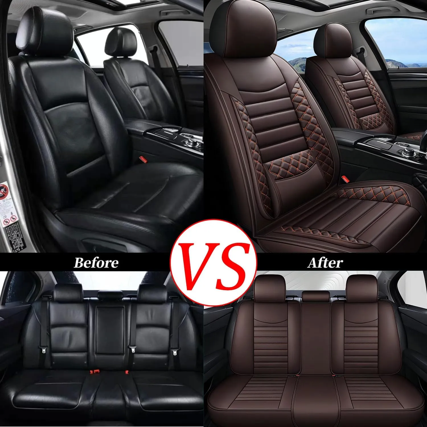 2 Front Leather Car Seat Covers for Jeep Wrangler JK/JL JKU/JLU 2/4-Door 2007-2025 Unlimited X Rubicon 392 Sahara Willys Sport High Altitude 4X4,Waterproof Seat Cover Protectors(Coffee)