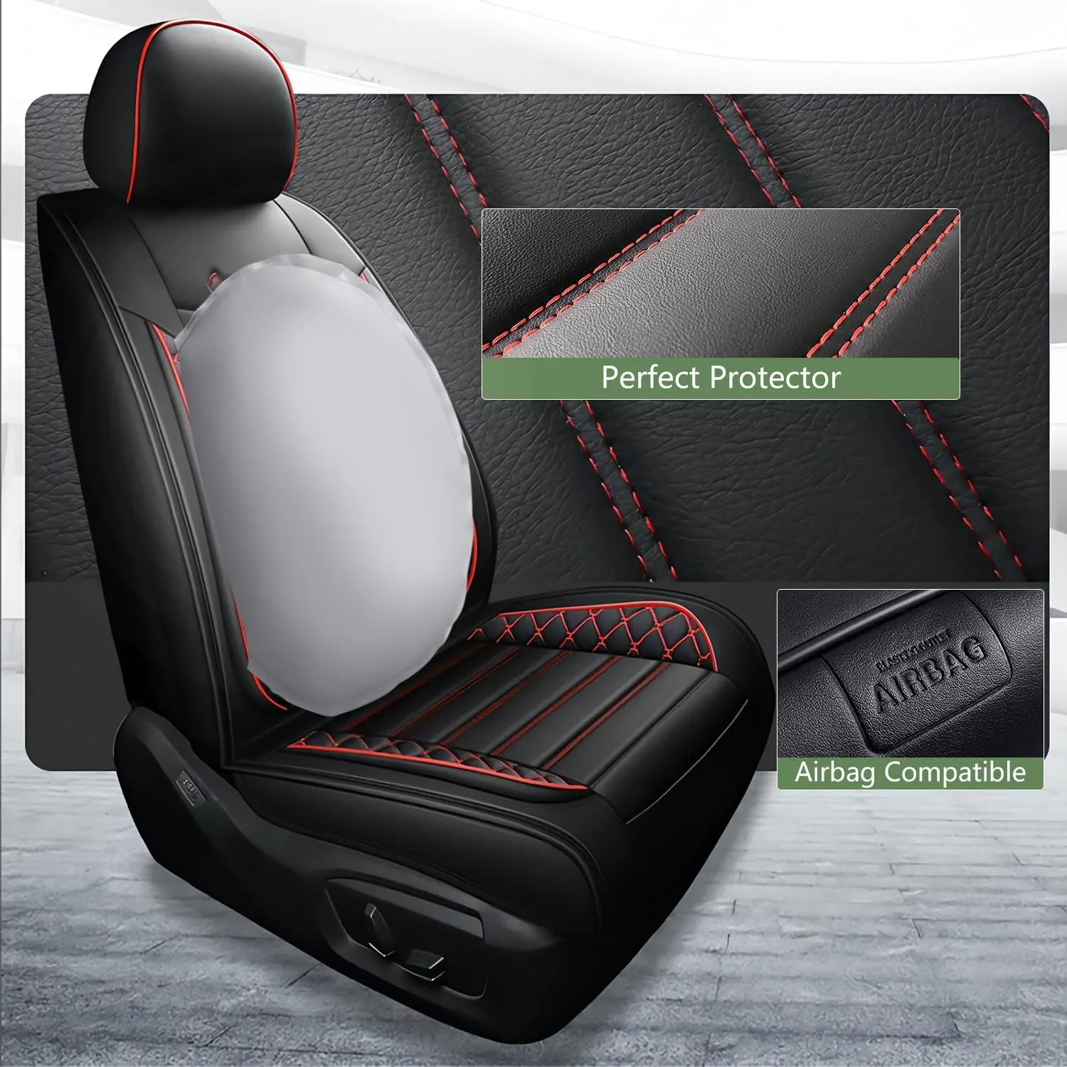 2 Front Leather Car Seat Covers for Jeep Wrangler JK/JL JKU/JLU 2/4-Door 2007-2025 Unlimited X Rubicon 392 Sahara Willys Sport High Altitude 4X4,Waterproof Seat Cover Protectors(Coffee)