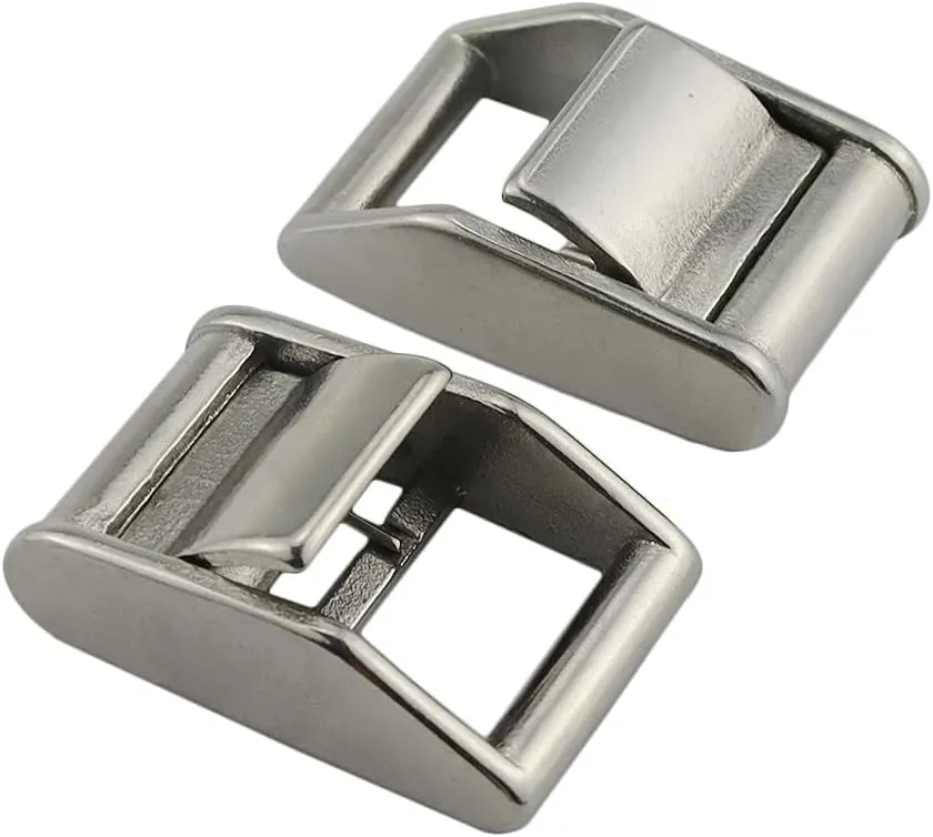 2 Pack Heavy-Duty 316 Stainless Steel Lock Slider Buckles Heavy Strap Release Buckle Adjustable Metal Buckle Fasteners (1.5 inch)