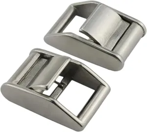 2 Pack Heavy-Duty 316 Stainless Steel Lock Slider Buckles Heavy Strap Release Buckle Adjustable Metal Buckle Fasteners (1.5 inch)