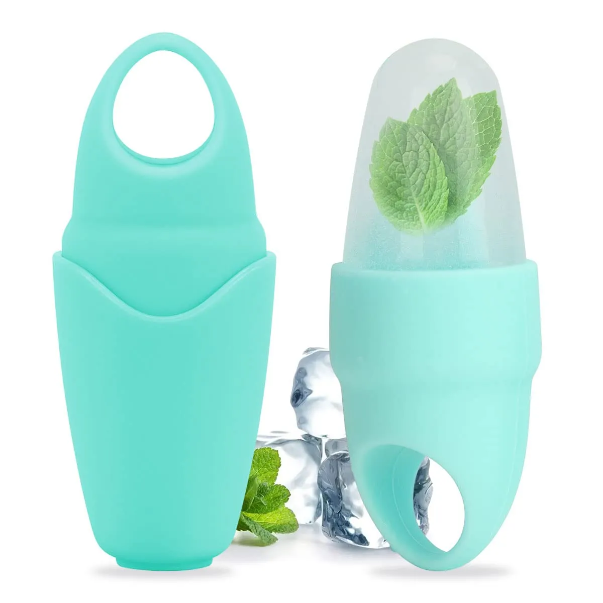 2 Pack Ice Roller for Face and Eye, Ice Face Roller Facial Beauty Ice Roller Skin Care Tools, Ice Facial Roller Gua Sha Face Massage, Silicone Ice Mould for Face Beauty Remove Fine Lines (Blue)