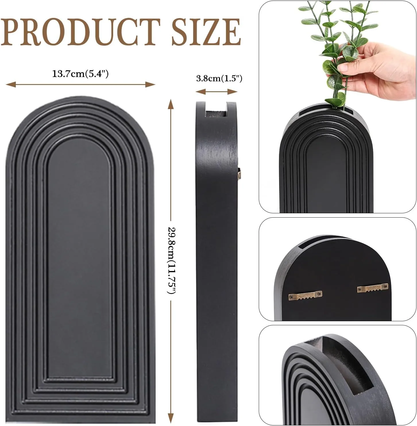 2 Pack Wooden Wall Vase Set - White Finish Modern Farmhouse & Boho Wall Decor for Entryway, Hallway, Bathroom, Living Room, Dining Room, Narrow Spaces