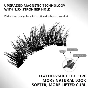 2 Pairs Magnetic Eyelashes Natural Look, No-Glue Application, Reusable False Lashes with Applicator Tool, Set with Mirror Case, Easy to Wear and Remove All-Day Comfort (01 06)