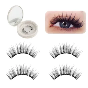 2 Pairs Magnetic Eyelashes Natural Look, No-Glue Application, Reusable False Lashes with Applicator Tool, Set with Mirror Case, Easy to Wear and Remove All-Day Comfort