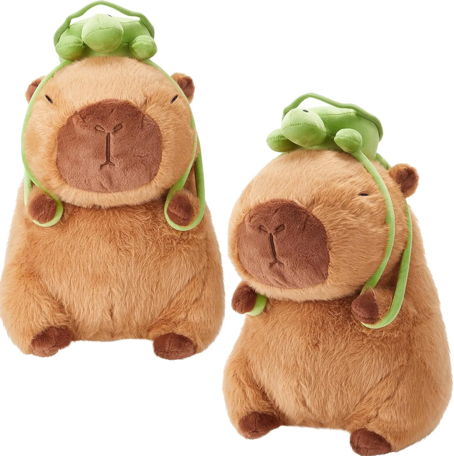 2 Pcs Cute Capybara Plush Adorable 9'' Capybara Stuffed Animal Cartoon Soft Brown Plushie Halloween Christmas Plush Gifts for Adults Teens Birthday Party Favor Supply(Turtle Bag)