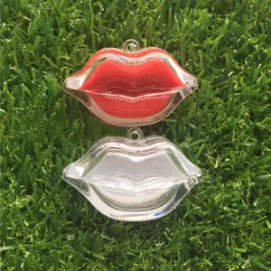 20 Pcs 2g Clear Empty Lip Shape Lip Balm Sub Box Lip Rouge Plastic Refillable Cosmetic Lipstick Container Bottle with Cap Eyeshadow Powder Box Case Sample Pot Jar Makeup Blusher Storage Box