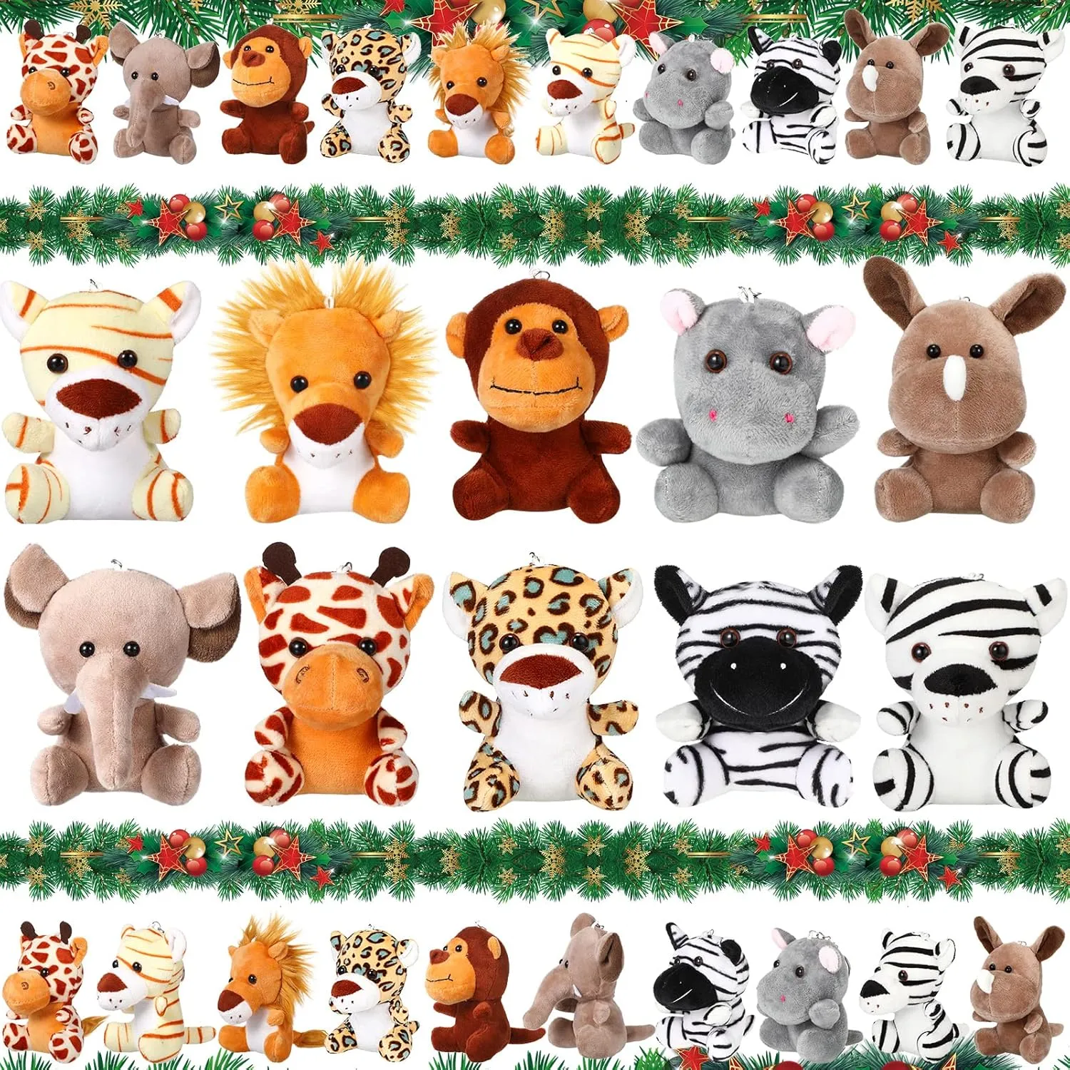 20 Pcs Mini Safari Stuffed Animals Plush Bulk 4. 8 Inch Cute Small Jungle Animal Plush Toys Lion Tiger Elephant Giraffe Toys Set for Safari Themed Birthday Party Favors Stuffer Gifts, 10 Styles