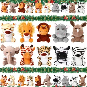 20 Pcs Mini Safari Stuffed Animals Plush Bulk 4. 8 Inch Cute Small Jungle Animal Plush Toys Lion Tiger Elephant Giraffe Toys Set for Safari Themed Birthday Party Favors Stuffer Gifts, 10 Styles
