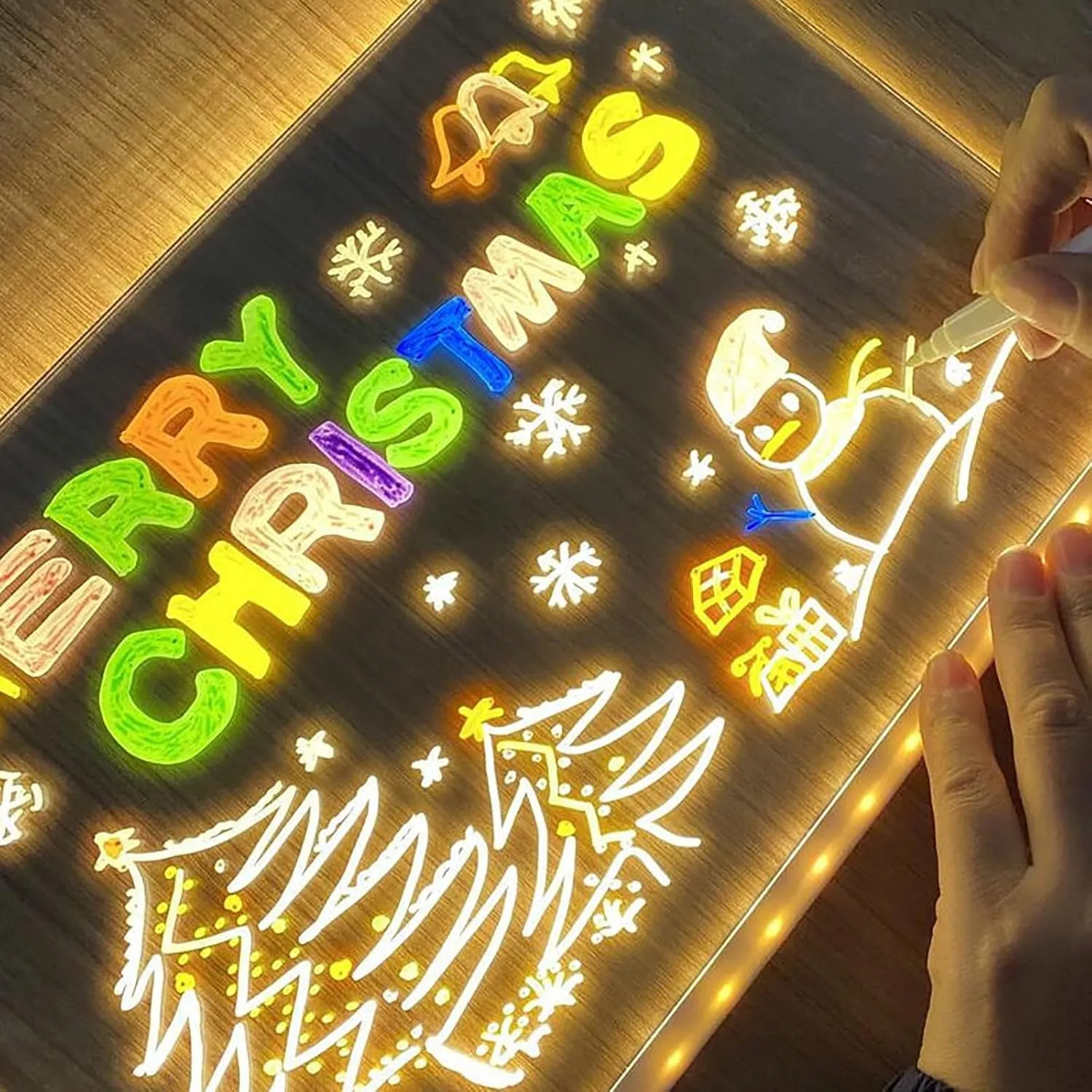 2025 Upgrade LED Note Board with Colors,with Light Up Dry Erase Board,Glowing Acrylic Message Marker Board with Light with Stand and 7 Pens for Office School (11.8 x 7.9 inch)