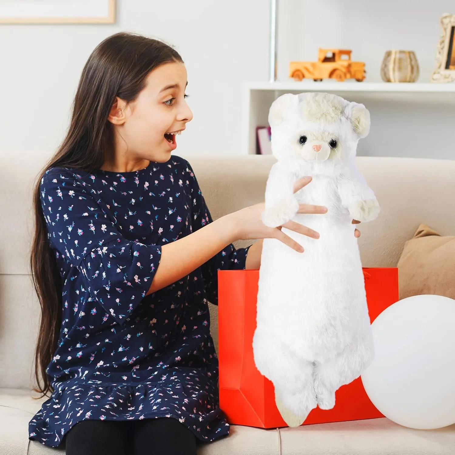 20.5 Inch Ferret Plush Stuffed Animal Long Cute Ferrets Pillow Soft Doll Stuffed Cute Toys Ferrets Lover Gift Kid Birthday Holiday Party Favor(White, 20.5 Inch)