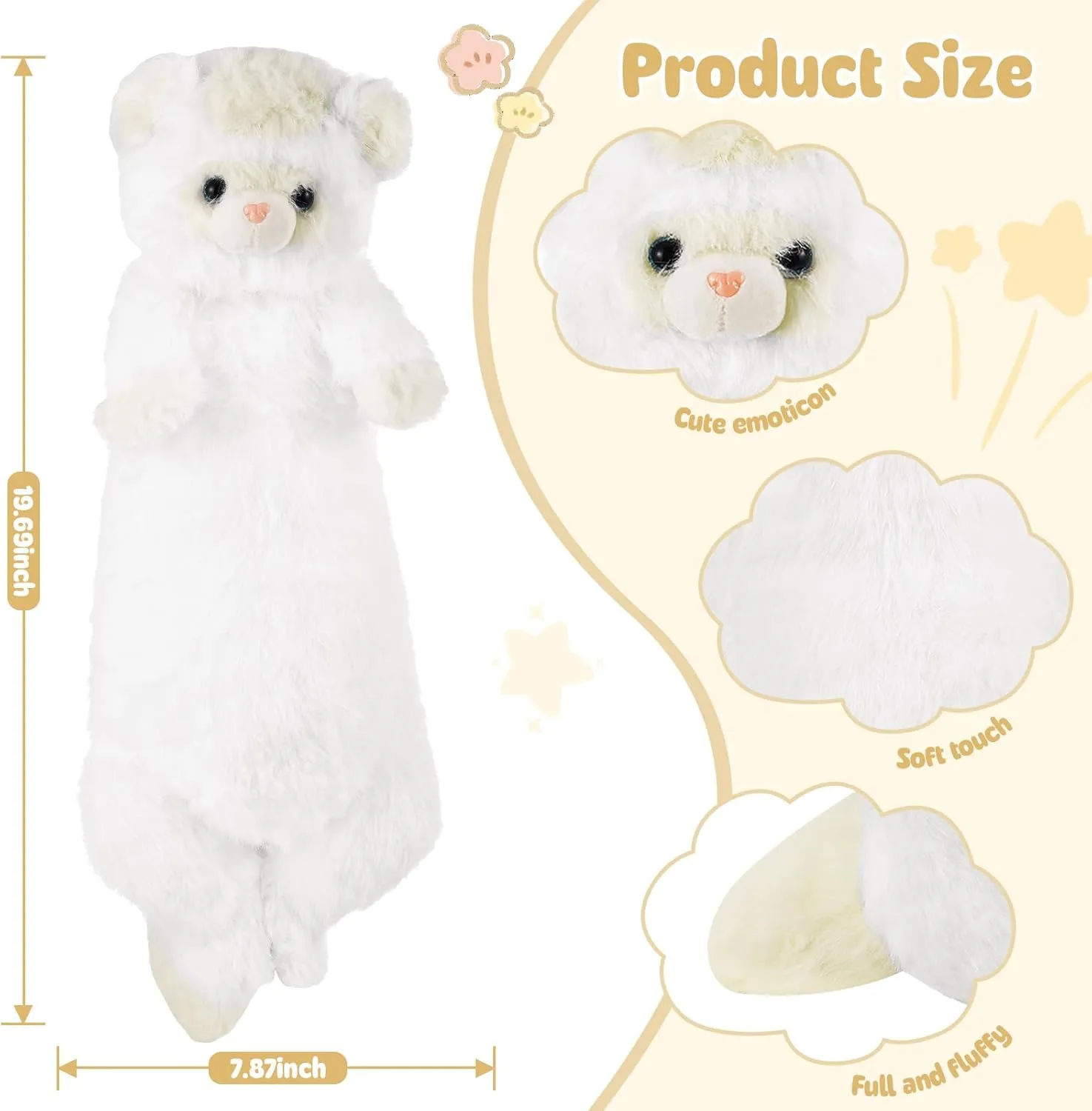 20.5 Inch Ferret Plush Stuffed Animal Long Cute Ferrets Pillow Soft Doll Stuffed Cute Toys Ferrets Lover Gift Kid Birthday Holiday Party Favor(White, 20.5 Inch)
