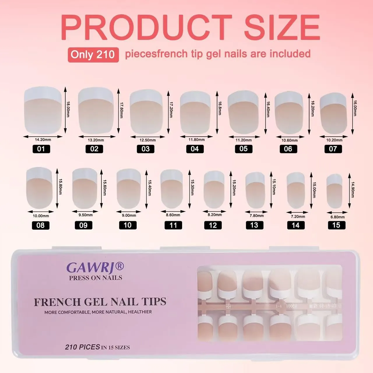 210 Pcs White French Nail Tips-Short Square Press On Nails Nude, Pre-Designed Long Lasting Soft Gel Nails False Nail, Soak Off Acrylic Fake Nails Extensions for Nail Art DIY